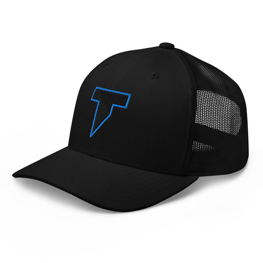 TRILO LOGO CAP BLACK BLUE OUTLINE